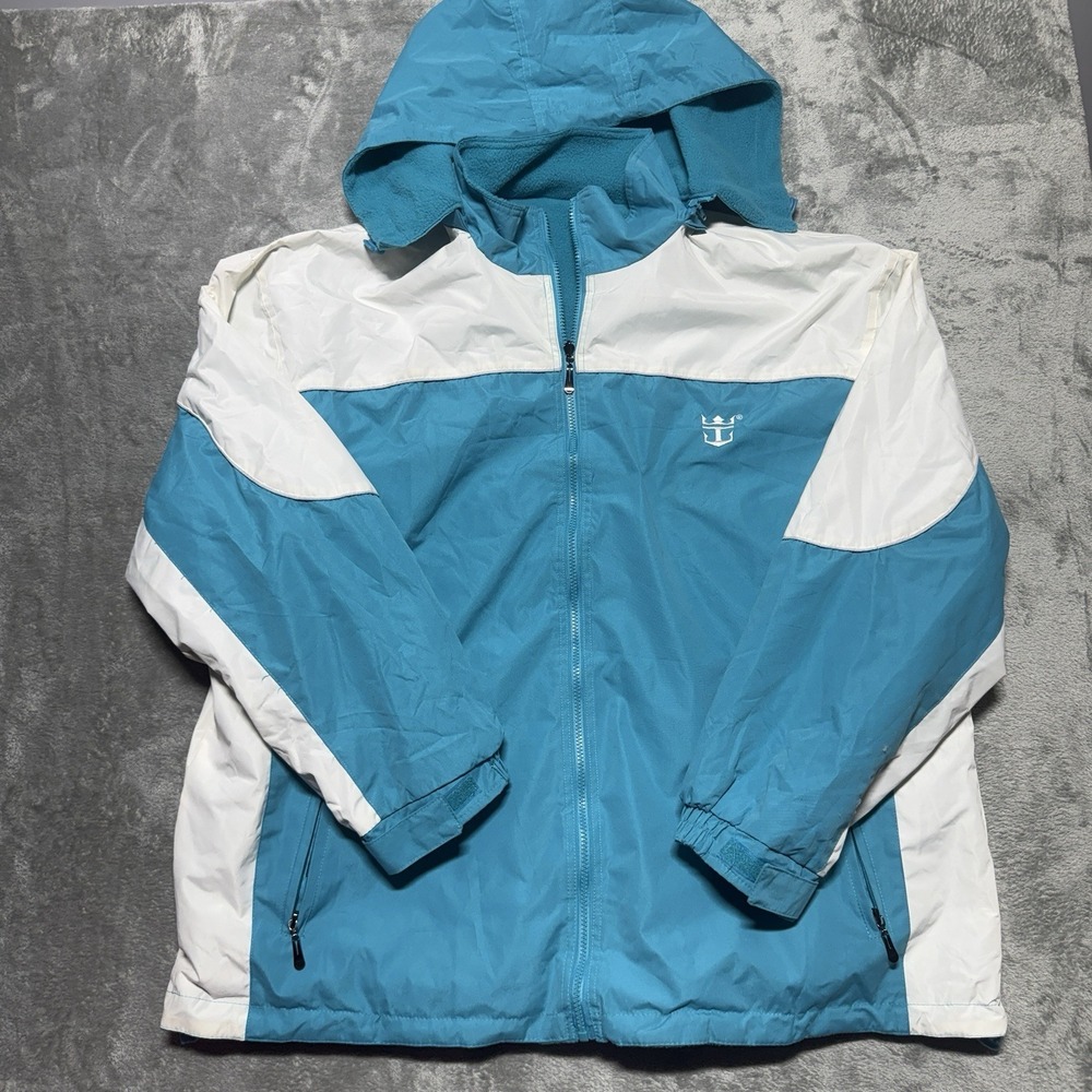 Alaska Souvenir Reversible Jacket 3XL Blue White Full Zip Fleece Lined Hooded